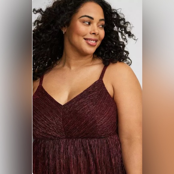 Torrid Tea Length Sleeveless Dress w/ Pockets Wine Burgundy Size 1 - NWT - Picture 3 of 5